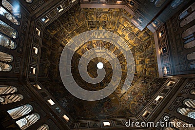 Mural on the Battistero di San Giovanni dome Editorial Stock Photo