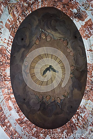 Mural on ceiling of Karlskirche in Vienna Stock Photo