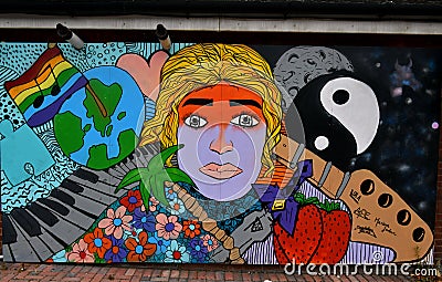Mural colorful graffiti on the wall Editorial Stock Photo
