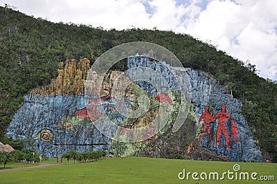 The Mural de la Prehistoria, Vinales, Cuba Editorial Stock Photo