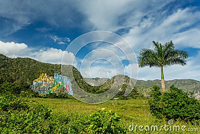 Mural de la Prehistoria, Vinales, Cuba Editorial Stock Photo