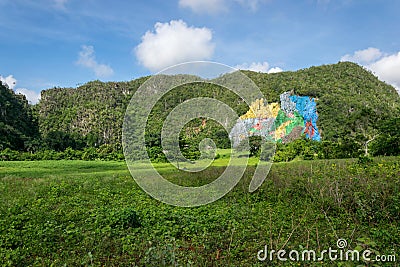 Mural de la Prehistoria in Vinales valley Editorial Stock Photo