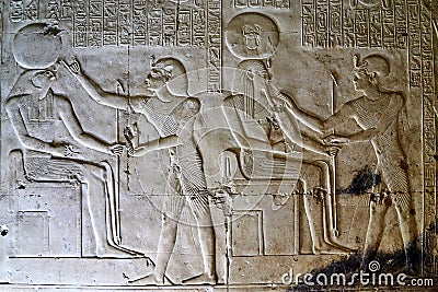 Ancient Egyptian mural from Abydos Stock Photo