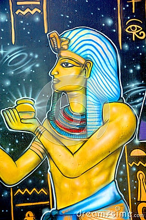 Mural of egyptian god in Balboa Park vibrant WorldBeat Cultural Editorial Stock Photo
