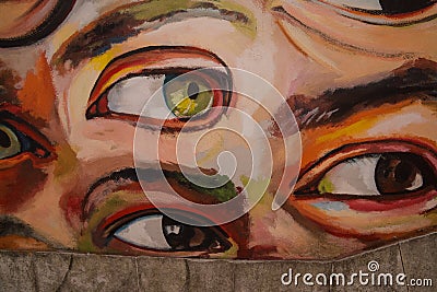 Mural with eyes watching you Editorial Stock Photo