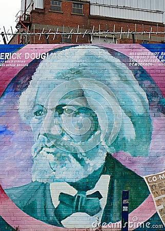 Mural with Frederick Douglass, Belfast, Northern Ireland Editorial Stock Photo