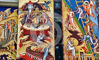 Mural Fresco in Romania Stock Photo