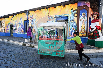 Mural on a house at Ataco in El Salvador Editorial Stock Photo