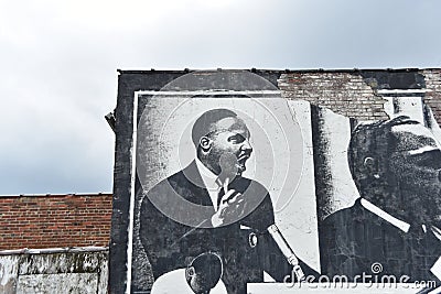 Martin Luther King Jr. MLK, Fist Pump Mural Editorial Stock Photo