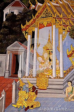 Mural mythology Buddhist religion Stock Photo