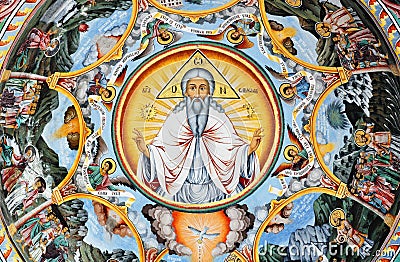 Mural painting of saint Ivan Rilski Stock Photo