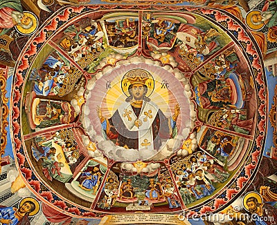 Mural from Rilski monastery Stock Photo