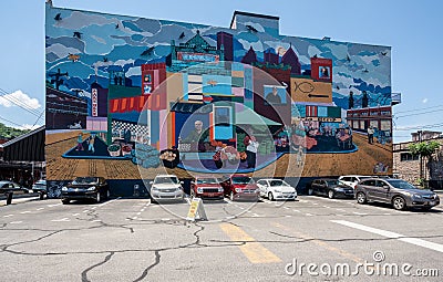 Mural of the Strip District in Pittsburgh Pennsylvania Editorial Stock Photo