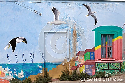 Murales in Valparaiso, Chile Editorial Stock Photo