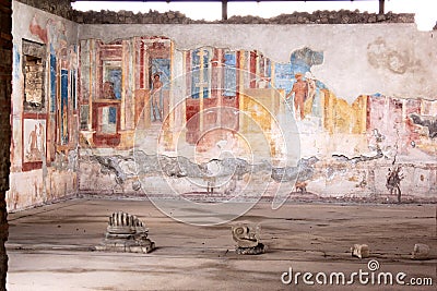 Murals in the ancient Roman Pompeii, Italy Stock Photo