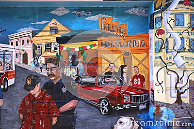 Murals of Balmy Alley, San Francisco, California, USA Editorial Stock Photo