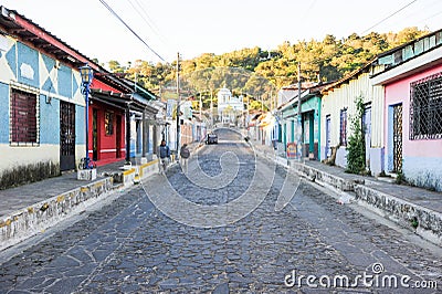 Murals on homes at Conception de Ataco in El Salvador Editorial Stock Photo