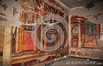 Murals in the Roman Villa Poppaea, Italy Stock Photo