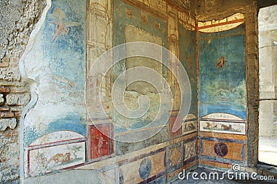 Murals on the walls in Pompeii Stock Photo