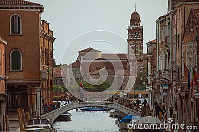 Murano Island, Venezia, Italy - July 06, 2019: Streets and canals of Murano Island known for its glass-making tradition Editorial Stock Photo