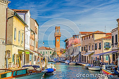 Murano islands with clock tower Torre dell`Orologio Editorial Stock Photo
