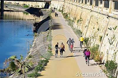 Murcia, Spain, January 11, 2020: View of Segura the Embankment of Segura river in Murcia, an Spanish city at the south Editorial Stock Photo