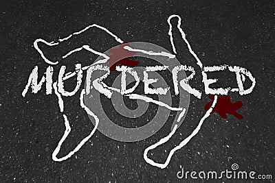 Murdered Killed Dead Body Chalk Outline Victim Stock Photo