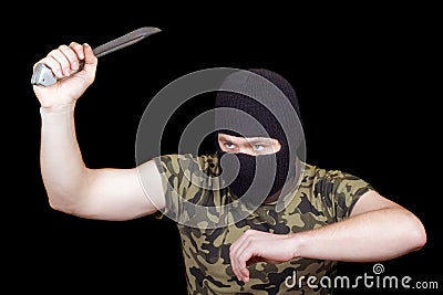 The murderer with a knife Stock Photo