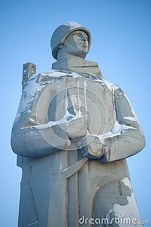 Sculpture of the Russian soldier Alesha. Murmansk Editorial Stock Photo