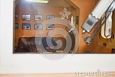 Murmansk, Russia - June 21, 2019: Interior in the historical Museum of the ship. Cabin in the first nuclear powered icebreaker Editorial Stock Photo