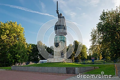 MUROM, Monument to Ilya Muromets on embankment of river Oka Editorial Stock Photo