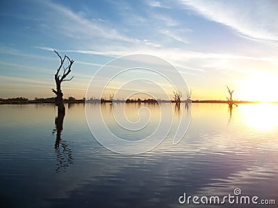 Murray River Sunset Stock Photo