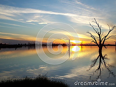 Murray River Sunset Stock Photo