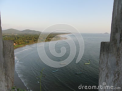 Murudeshwar beach besides temple in karnataka Stock Photo