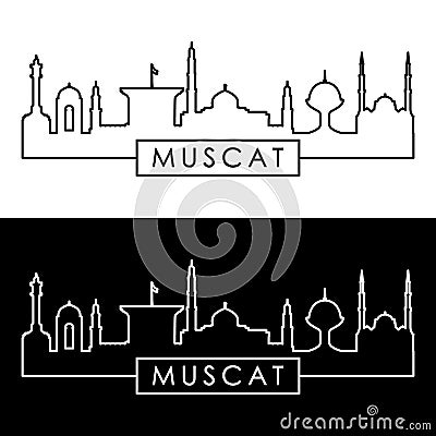 Muscat city skyline. Linear style. Vector Illustration