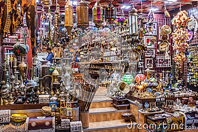 MUSCAT, OMAN - FEBRUARY 23, 2017: Shop of Muttrah souq in Muscat, Om Editorial Stock Photo