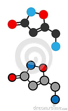 Muscimol (agarin, pantherine) molecule. Main psychoactive component of fly agaric (Amanita muscaria Vector Illustration