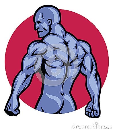 Muscle bodybuilder back pose Vector Illustration