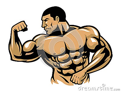 Muscle bodybuilder posing Vector Illustration