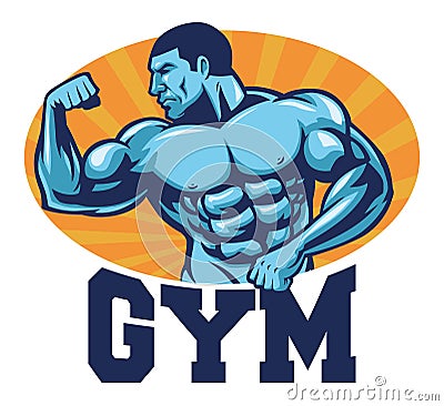 Muscle bodybuilder suitable for gym mascot Vector Illustration
