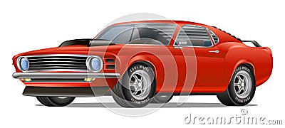 Muscle car cartoon classic vector poster t-shirt print Vector Illustration