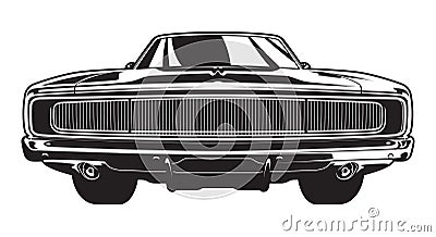 Muscle Car Front View Vector Illustration