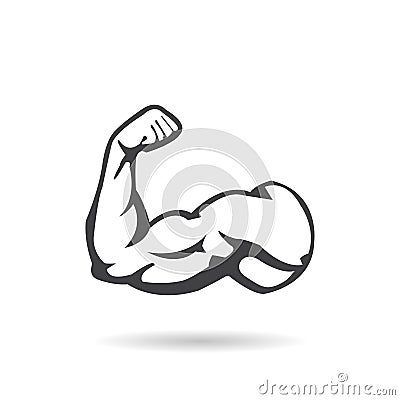 Muscle icon with shadow Vector Illustration