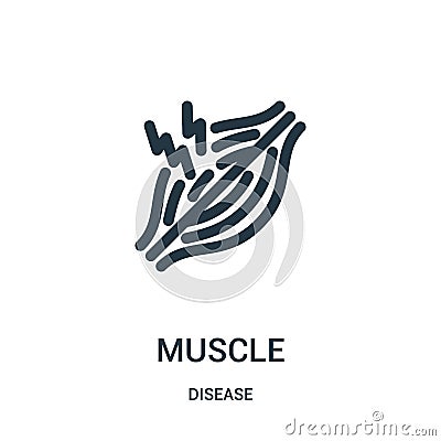 muscle icon vector from disease collection. Thin line muscle outline icon vector illustration. Linear symbol for use on web and Vector Illustration