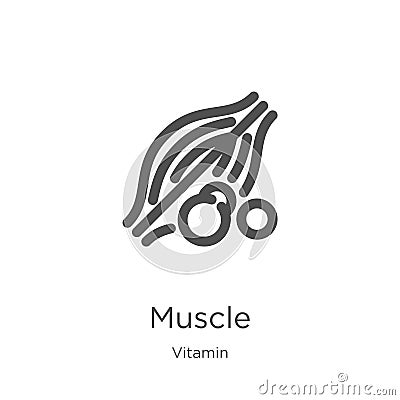 muscle icon vector from vitamin collection. Thin line muscle outline icon vector illustration. Outline, thin line muscle icon for Vector Illustration