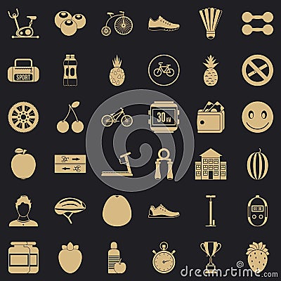 Muscle icons set, simle style Vector Illustration