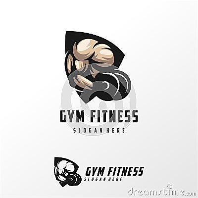 Muscle logo design illustration template Cartoon Illustration