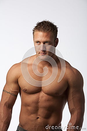 Muscle Man On White Royalty Free Stock Photos - Image 9568298