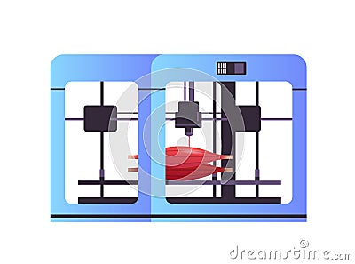 muscle model prints on 3d bio printer medical printing of human transplantation organ biological engineering bioprinting Vector Illustration