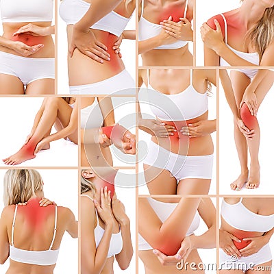 Muscle pain in different parts of body Stock Photo